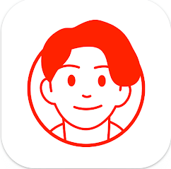 흰색바탕의 붉은색 남자얼굴의 테이블링어플 아이콘