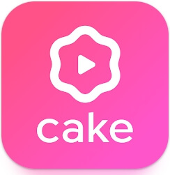 분홍색 바탕에 흰색으로 표현된 영어회화 어플 케이크 아이콘 이미지